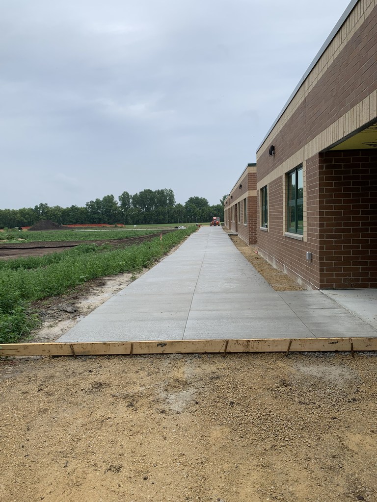 new sidewalk outside elementary wing
