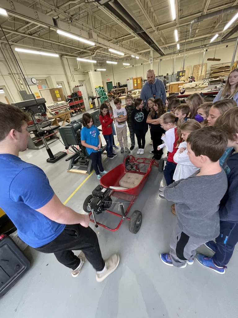 Elementary students visiting HS Tech Ed class